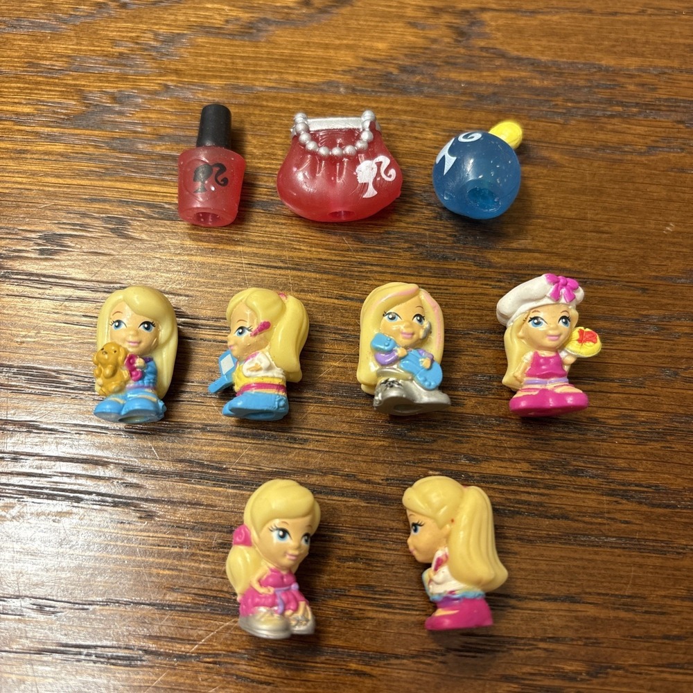 Squinkies Barbie Lot 6 Figurines & 3 Accessories